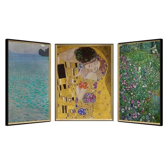 Tableau art cinétique - 3 tableaux en 1 - Gustave Klimt décoration murale