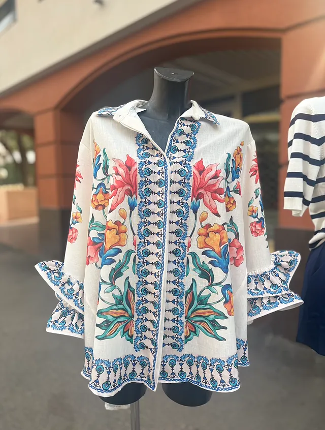 chemise légère manches bouffantes colorées