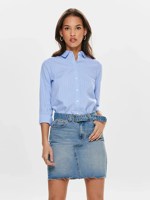 chemise bleue rayée