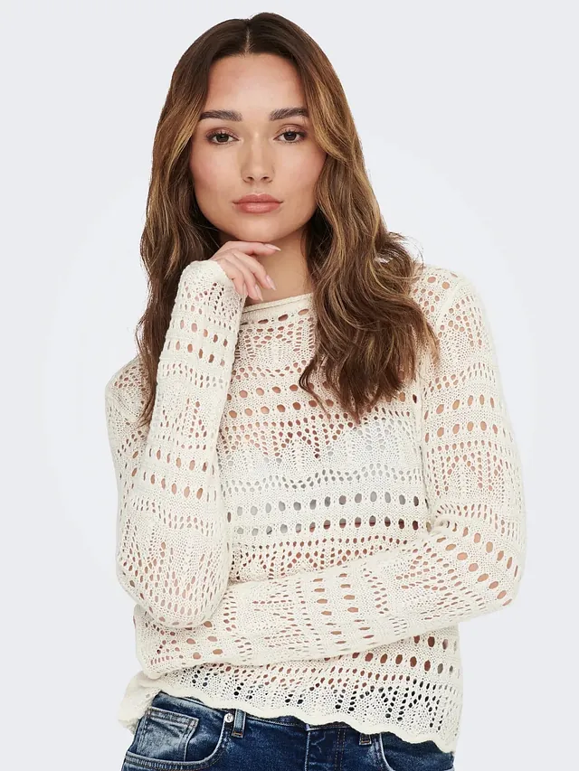 pull crochet blanc