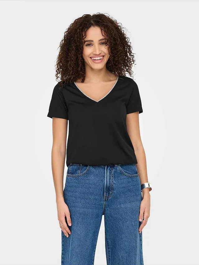 t-shirt col v noir