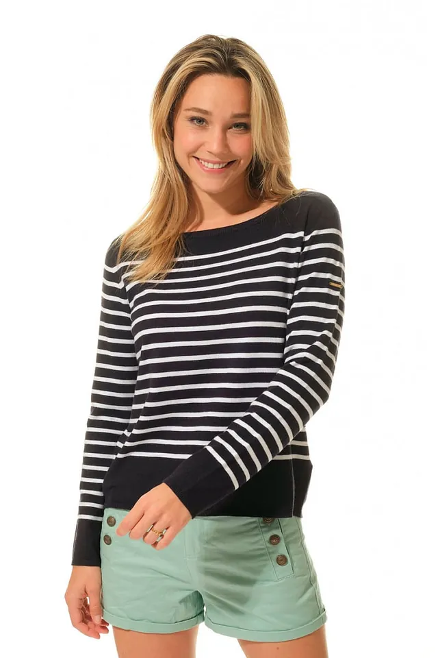 Pull sollange marine rayé hublot 